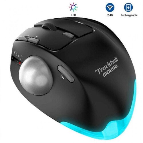 Wireless Trackball Mouse 4800DPI with Lighting Recharge Thumb Control Tracking 2