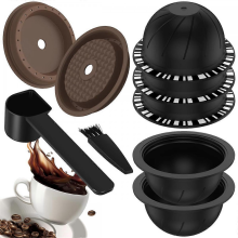 cápsulas Vertuo reutilizáveis compatíveis com máquina Nespresso, cápsula de café com 2 tampas de silicone, 1 colher e pincel