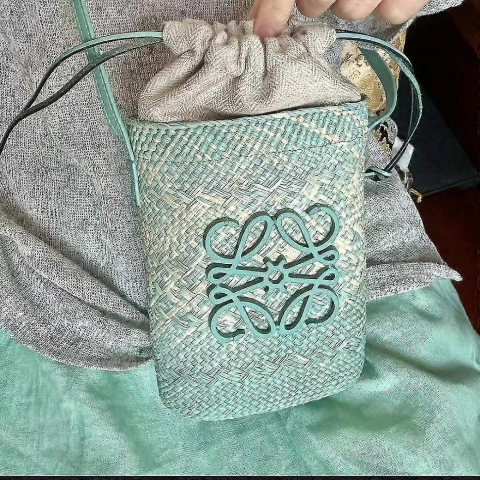 (Blu)2024 Nuova Borsa Borsa Di Paglia Borsa Da Donna Intrecciata A Mano Borsa A Secchiello Borsa A Tracolla Borsa A Tracolla Piccola Borsa E