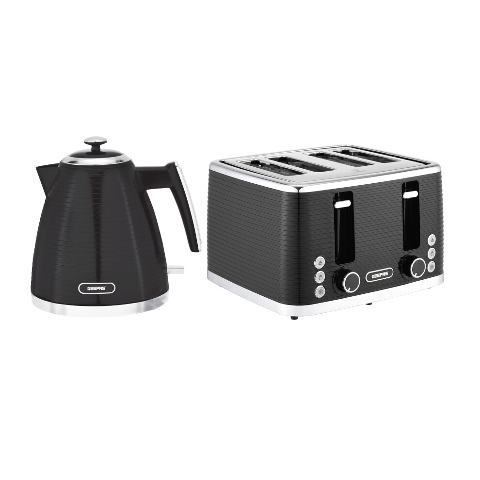 Geepas 1.7L Electric Kettle & 4 Slice Toaster Kitchen Set | 3000W Rapid Boil Cordless Jug Kettle