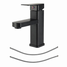Single Lever Matte Black Faucet for Bathroom Basin, Mixer Tap for Sinks, Durable and Stylish Waterfall Spout Design