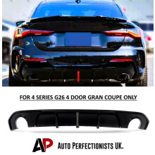 For BMW 4 Series G26 Gran Coupe Black Diffuser Lip Valance Bumper W/LED