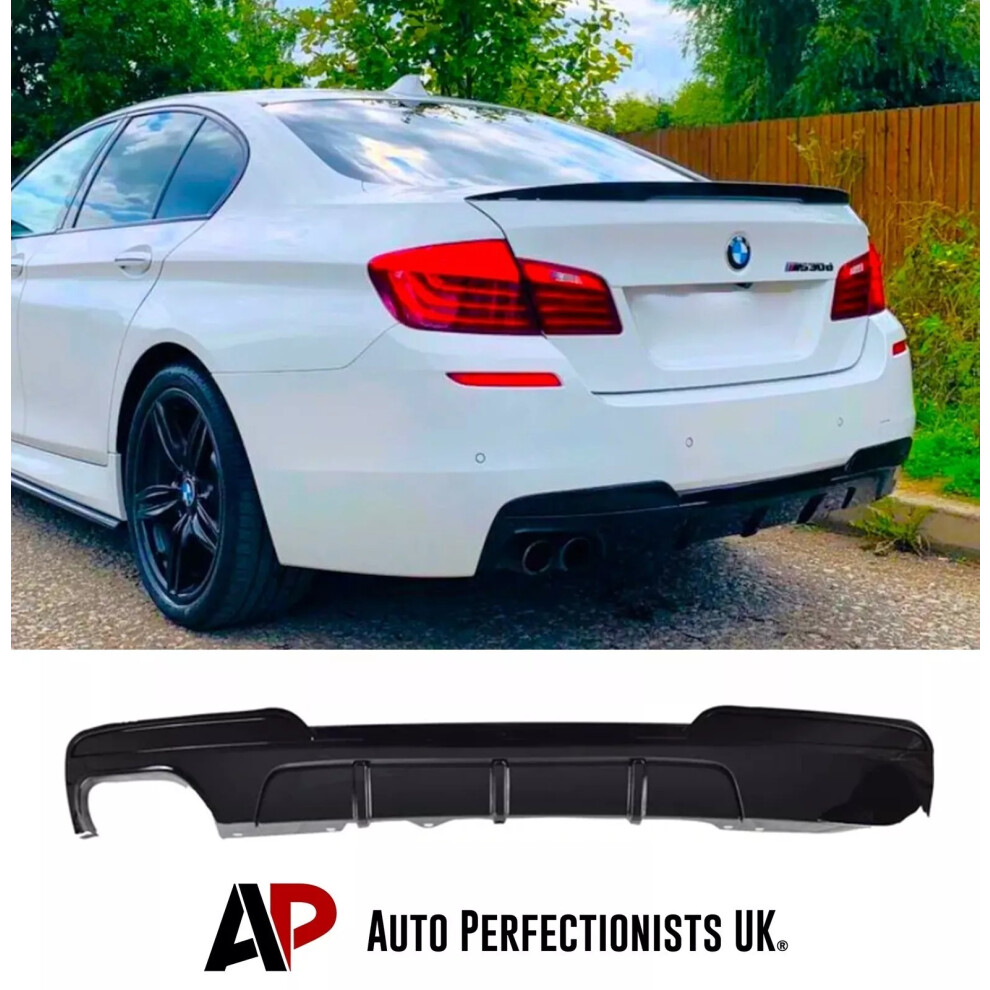 For Bmw 5 Series F10 F11 M Sport Valance Diffuser Twin Exit 2010-17 Black 5061072667886