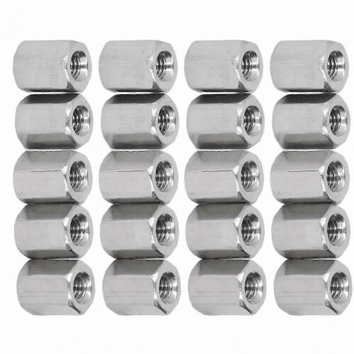 20-Pack Stainless Steel Hex Coupling Nuts M4 X 0.7 8 L10mm 6-Sided Connector for Installation Rustproof 1