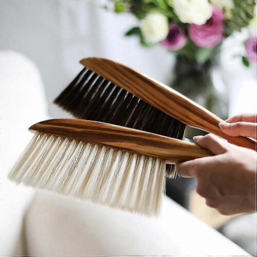 (Brown) Soft Bristle Dusting Brush with Wooden Handle for Sofa Cleaning-ZZY 1
