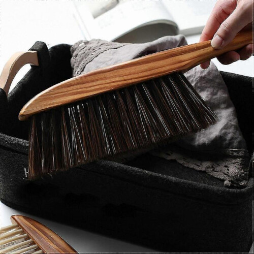 (Brown) Soft Bristle Dusting Brush with Wooden Handle for Sofa Cleaning-ZZY 2