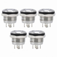 5 Pieces Stainless Steel Push Button Switch with LED Light, 12mm DC 12-24V Green Self-Locking Power Control Accessories