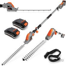 Terratek Cordless Hedge Trimmer 20V Long Reach Hedge Cutter with 2 Li-Ion 1Hr Charge Batteries & Charger, Garden Pole Hedge Cutter