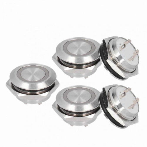 5-Pack Ultra Thin Waterproof LED Push Button Switch, 19mm Momentary Metal Auto Reset, DC3~6V Red 1