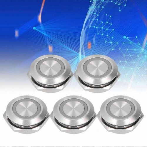 5-Pack Ultra Thin Waterproof LED Push Button Switch, 19mm Momentary Metal Auto Reset, DC3~6V Red 2