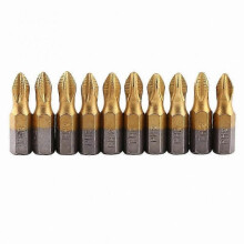 10 Pieces Titanium Coated Hex Shank 25mm PH2 Antislip Magnetic Screwdriver Bits Set