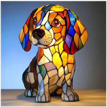 (Beagle, 17cm USB independent switch) Dog Series Resin Ornaments LED Night Light Art Animal Statue Creative Home Desktop Decoration