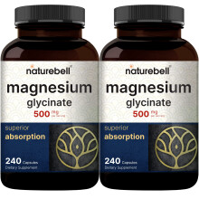 2er-Pack Magnesiumglycinat 500 mg, 480 Kapseln 100 % chelatiert fr maximale Absorption Bioverfgbares Mineralstoffprparat fr Muskel-, Gele