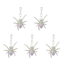 (White) Halloween Glowing Spiders Set of 5 Multifunction Haunted House Decoration