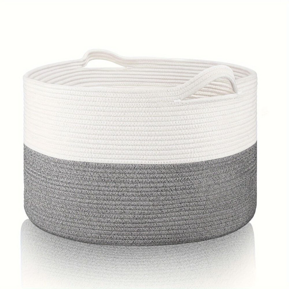 (grey) Large Blanket Basket Woven Baskets For Blankets Throws Toy Basket Laundry Baskets Storage Basket For Towel, Diaper, Laundry Basket Shelf Baskets
