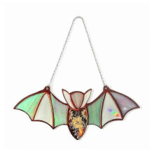 (Yellow) Acrylic Window Hanging Bat Stained Glass Window Hangings Halloween Bat