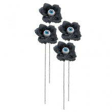 (Blue) 4x Halloween Rose Eyeball Stakes Decoracion Outdoor Flower Pots Decoration