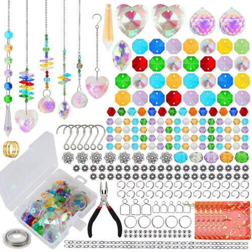 DIY Suncatcher Kit, 460Piece Crystal Prism Suncatchers for Adults, Includes Tutorial, Indoor Window Decor