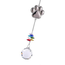 (ball) Crystal Pet Memorial Suncatchers Metal Alloys Cats Dog Paws Design Pendant Home Decoration Window Hanging Ornament Gift Multicolor