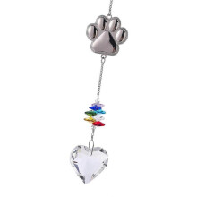 (heart) Crystal Pet Memorial Suncatchers Metal Alloys Cats Dog Paws Design Pendant Home Decoration Window Hanging Ornament Gift Multicolor