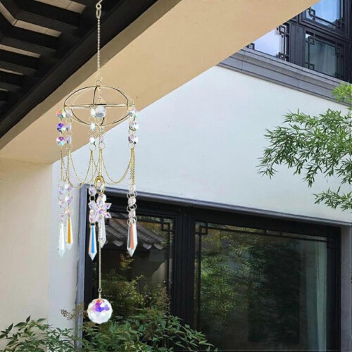 Crystal Sun Catcher Wind Chime  Glass Drop Prism Decor, Wide Use 1