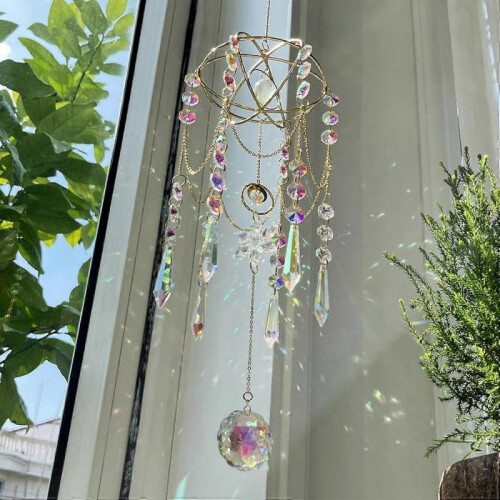 Crystal Sun Catcher Wind Chime  Glass Drop Prism Decor, Wide Use 2