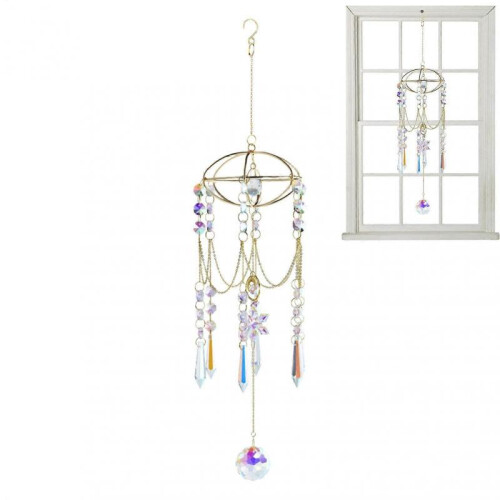 Crystal Sun Catcher Wind Chime  Glass Drop Prism Decor, Wide Use
