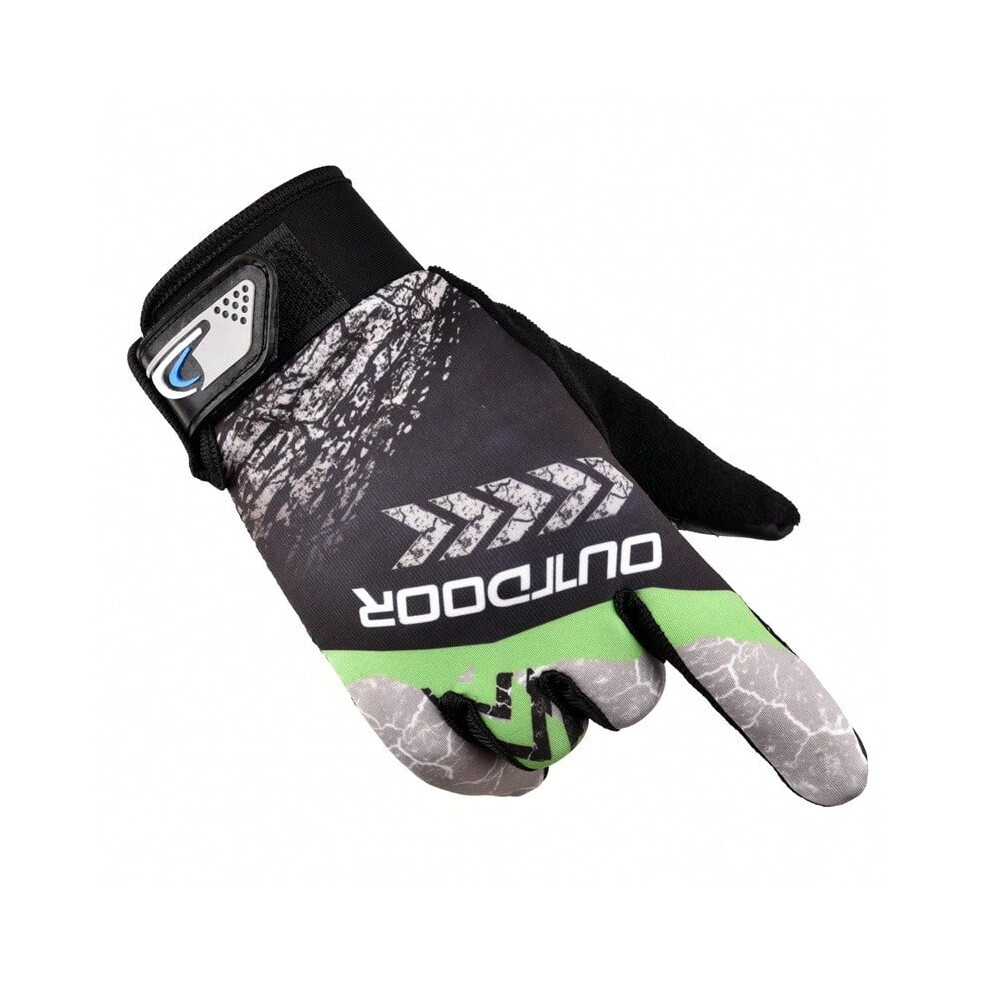 (SD Green Thermal Transfer) Men's sun protection gloves thin skating silk driving cycling lure fishing leaking two and a half fingers