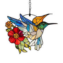 (style A) Acrylic Hummingbird Window Hanging Ornament Vibrantly Colorful Design For Indoor and Outdoor Home Garden Decors Multicolor