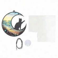 Cat Memorial Suncatcher, Stained Glass Window Hanging, Colorful UV Printed Acrylic Ornament for Cat Loss, Type TYU402