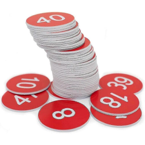 (Jan-50, Red) Engraved Plastic Number Tags for Key Identification 2