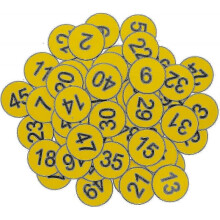 (Jan-50, Yellow) Engraved Plastic Number Tags for Key Identification