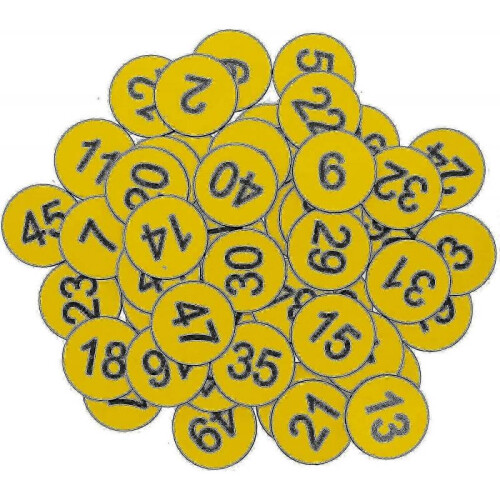 (Jan-50, Yellow) Engraved Plastic Number Tags for Key Identification