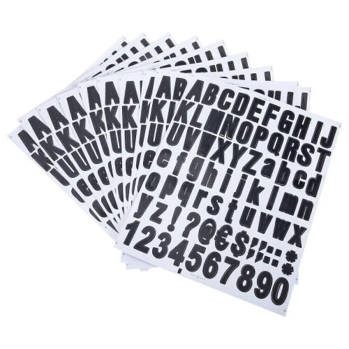 Sticky Numbers PVC Mailbox Numbers Letters Multi-Purpose Labels White Background with Black Text 10Sheets 1