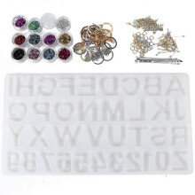 Number Alphabet Silicone Mold Key Ring Keychains Pendants Jewelry DIY Tool Set 83058