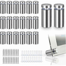 20 Pcs Glass Spacer, Stainless Steel Wall Mount for Advertising Nails, for Plaques and Sign Displays (Silver)12mmx20mm