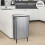 Kitchen Rubbish Recycling Press Top Bin 60L Dual 2 Waste Compartment - Silver 3