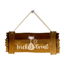 (A) Halloween Door Sign Wooden Halloween Welcome Sign Retro Hanging Sign Board with Lanyard for Window Front Door Fence