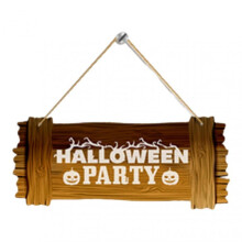 (D) Halloween Door Sign Wooden Halloween Welcome Sign Retro Hanging Sign Board with Lanyard for Window Front Door Fence