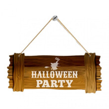 (B) Halloween Door Sign Wooden Halloween Welcome Sign Retro Hanging Sign Board with Lanyard for Window Front Door Fence