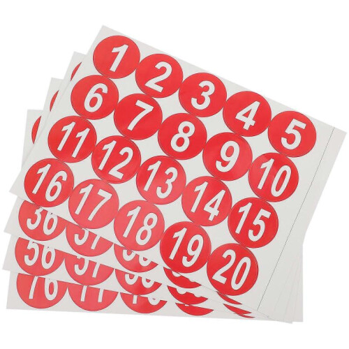 Classification Label Stickers Numbered Sticker Doors Lockers Table Storage Gyms Red Round 5.00X5.00cm 4 Sheets