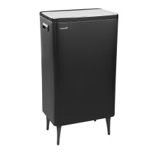 Kitchen Rubbish Recycling Press Top Bin 60L Dual 2 Waste Compartment - Black
