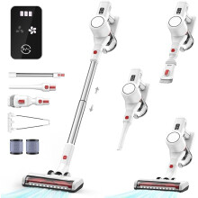 Syntecno Cordless Vacuum Cleaner Stick Vacuums - Electric Brooms Powerful Lightweight Vaccum Cleaners Upright Handheld Rechargeable Lithium-Ion