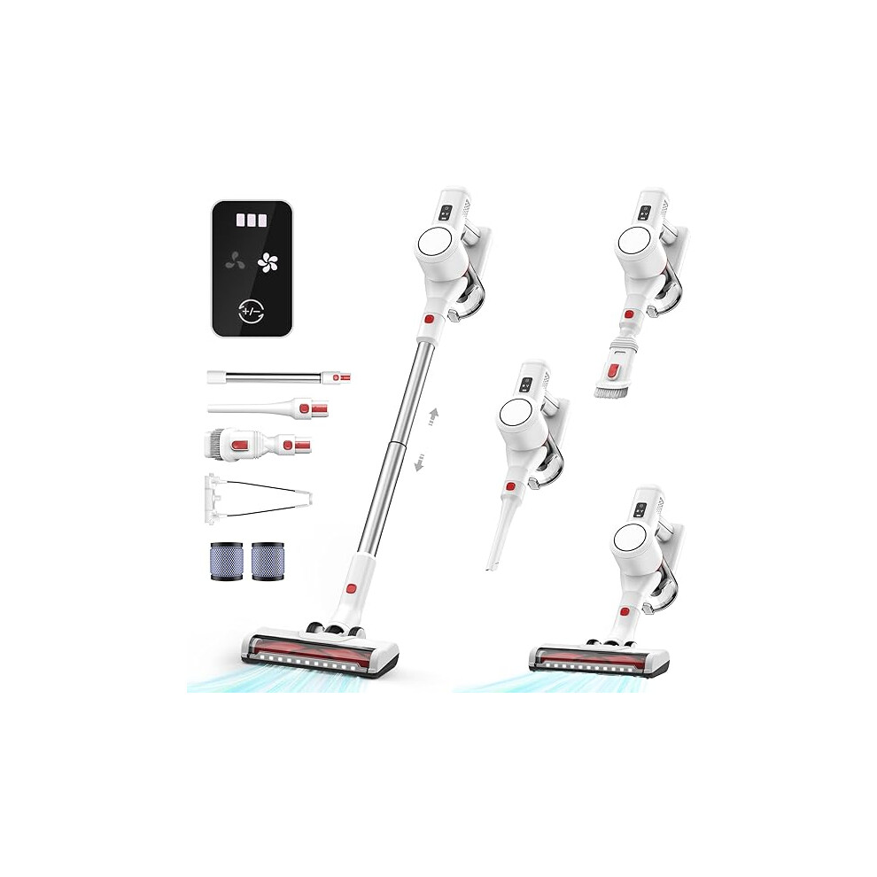 Syntecno Cordless Vacuum Cleaner Stick Vacuums - Electric Brooms Powerful Lightweight Vaccum Cleaners Upright Handheld Rechargeable Lithium-Ion