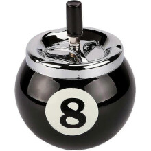 Billiard Ball Ashtray Metal with Number 8 for Indoor And Outdoor Use (black) Lucky_B