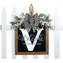 (V) Last Name Welcome Sign | Last Name Front Door Sign 26 Letter | 2023 Wood Wreaths For Front Door, Farmhouse Home Porch All Seasons Outside Decor