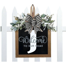 (J) Last Name Welcome Sign | Last Name Front Door Sign 26 Letter | 2023 Wood Wreaths For Front Door, Farmhouse Home Porch All Seasons Outside Decor