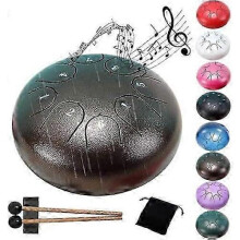 (brown) Rain Drum for Garden, 8 Notes, 6 Inch Rain Drum, Drum for Outdoor Rain, Steel Tongue Drum Rain Play, Waterproof,Rain Drum for Outdoor Use