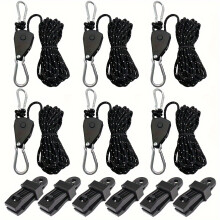 12 -pcs -Camping -Seil mit reflektierendem Seil und Planenclips für Zeltdache, geeignet für Camping und Wandern