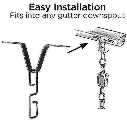 Gutter Rain Chain Hooks & Clips for Downspout Outlets, V Mount Anchors for Gutter Systems 2